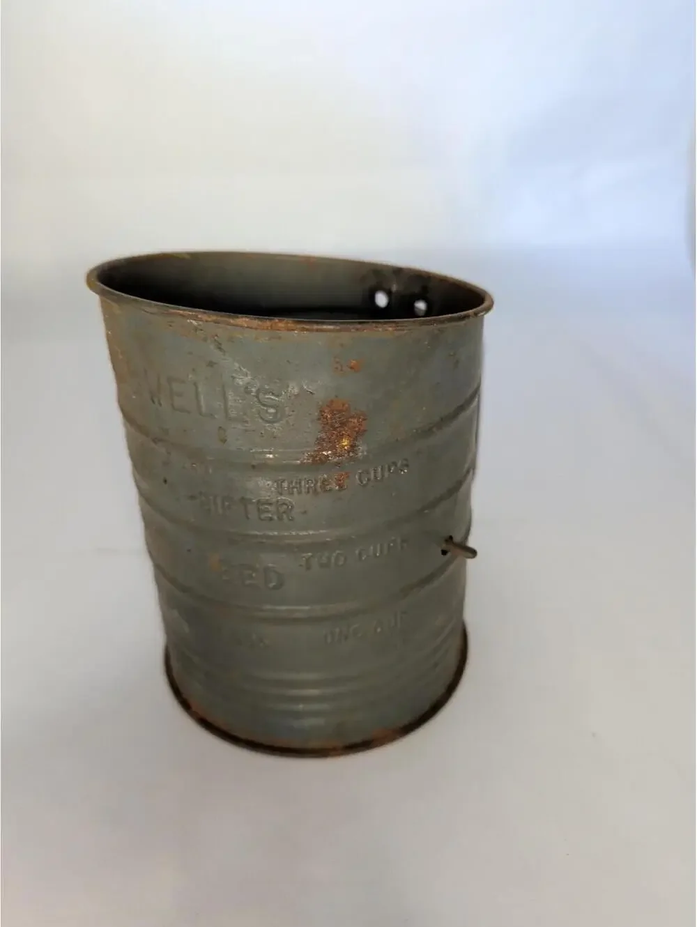Vintage BROMWELL Flour Sifter Strainer Kitchen Utensil Wood Handle‎ 3 Cups